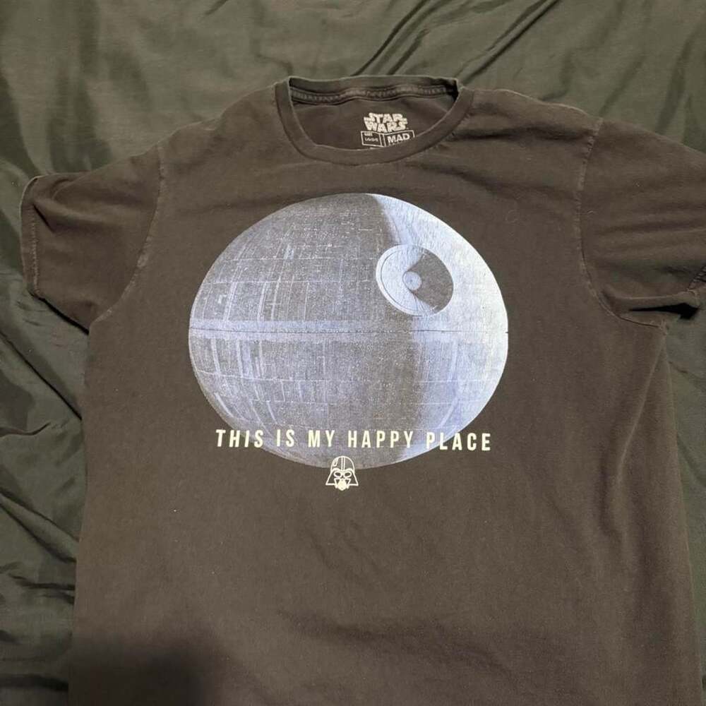 Star Wars Mad Engine Death Star T-Shirt Size Large Black Graphic Tee